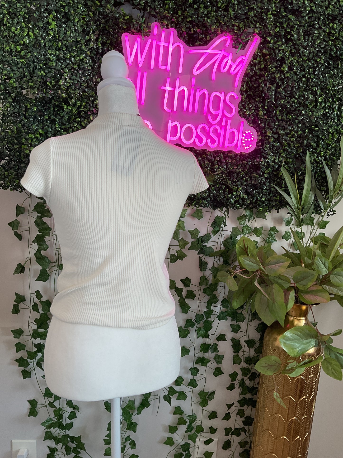 Creme Ribbed Crop Top GW