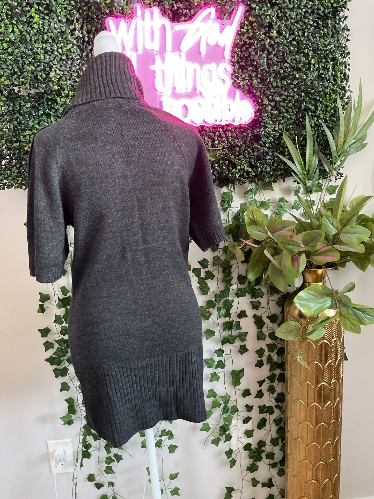 Charcoal Button Sleeve Sweater GW