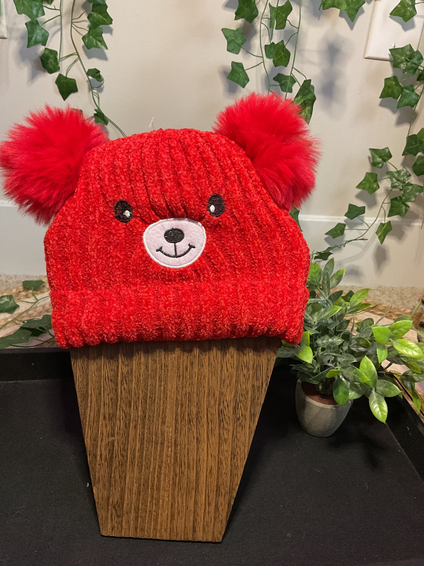 Kids Bear Pom Pom Knit Beanie
