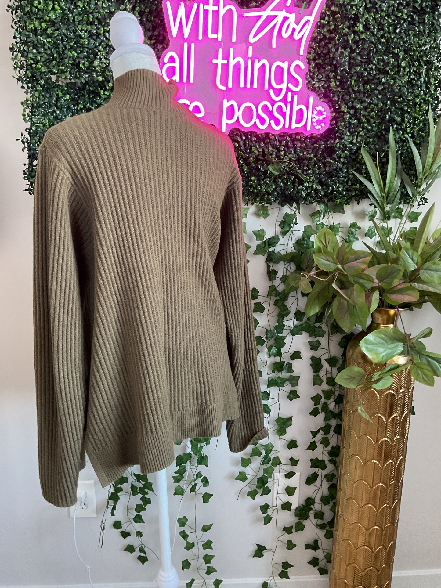 Olive Ribbed Sweater GW
