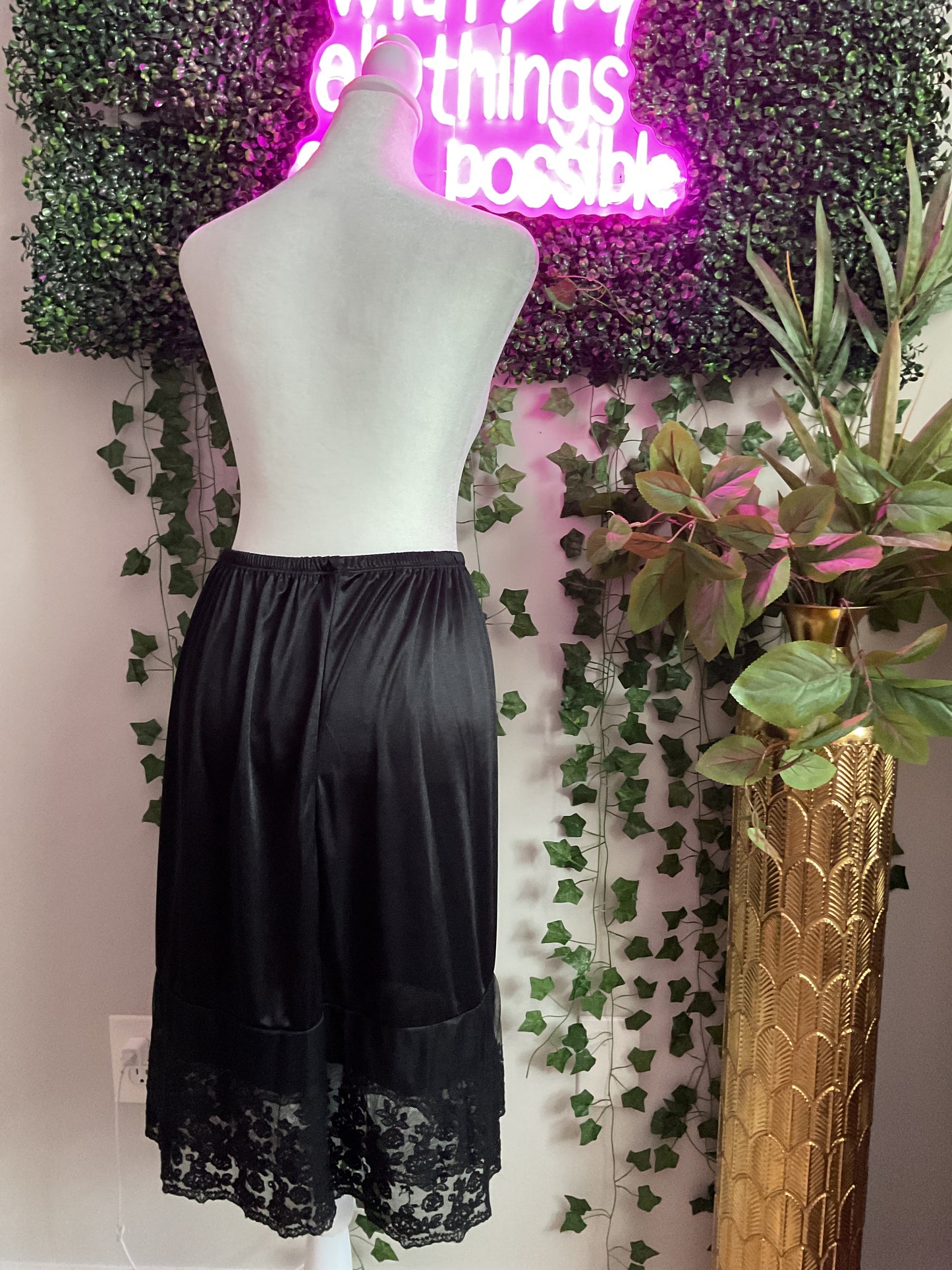 Double Lace Satin Half Slip