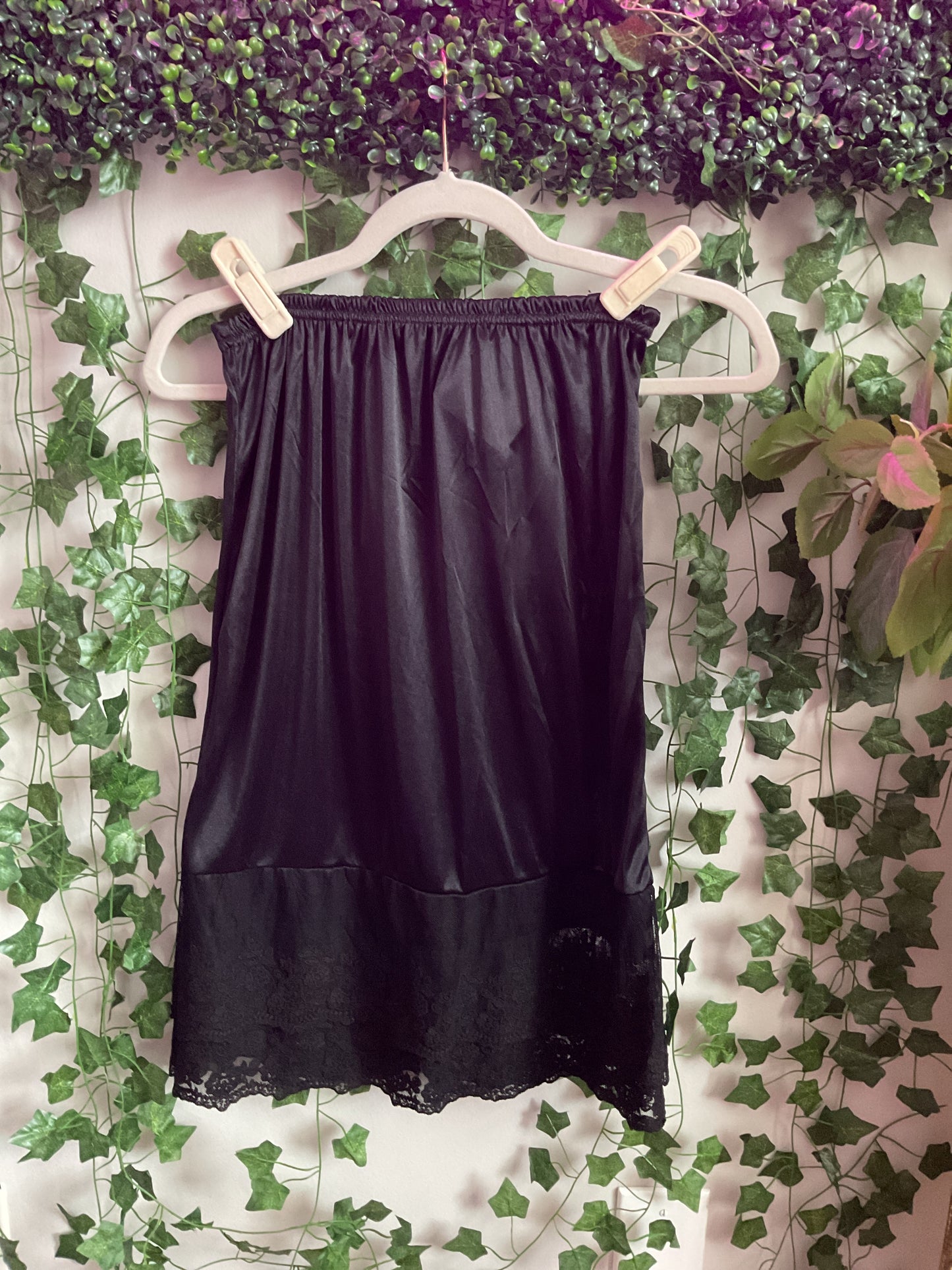 Lace Satin Half Slip Skirt Black