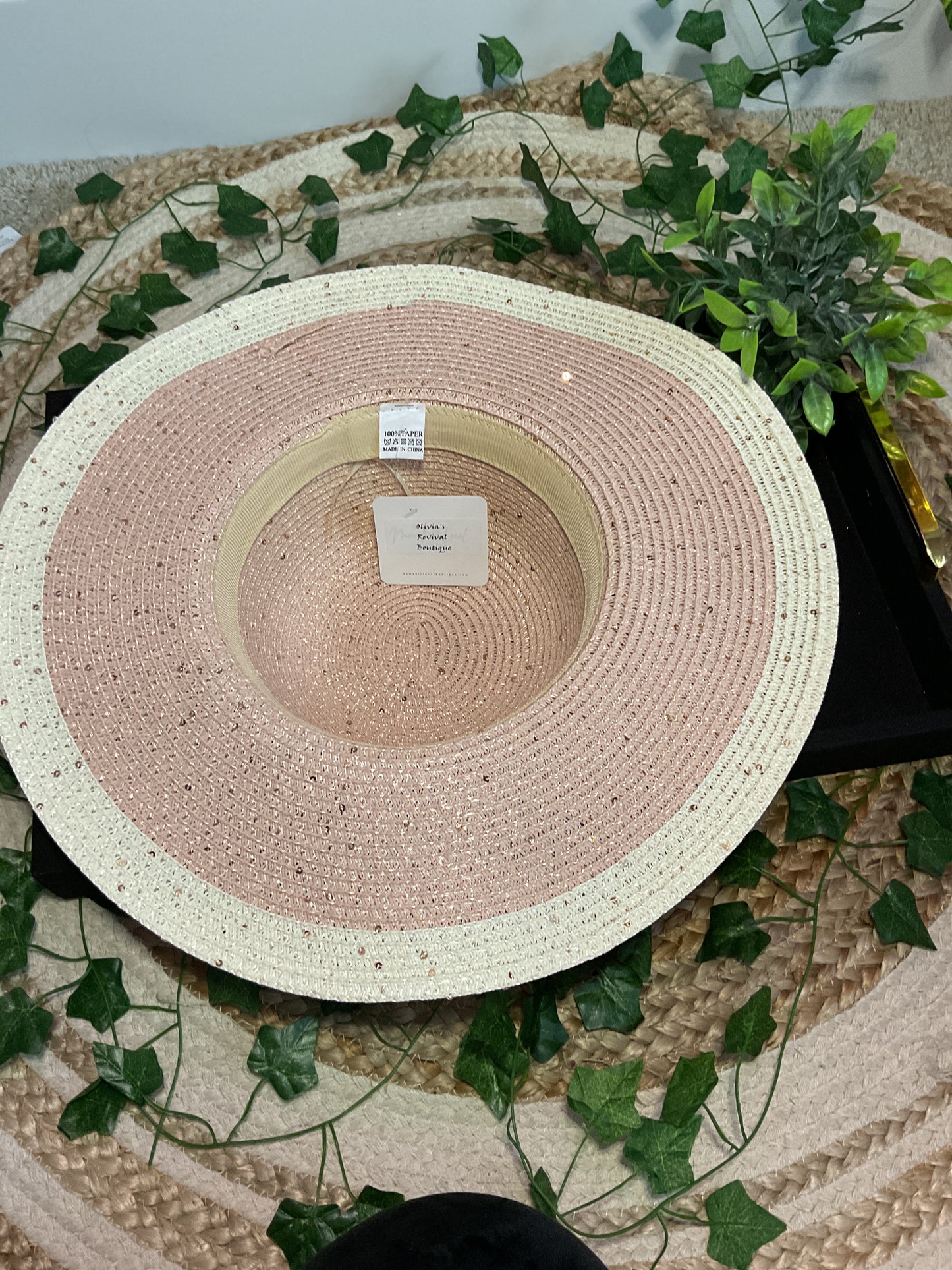 Two-Tone Floppy Straw Hat