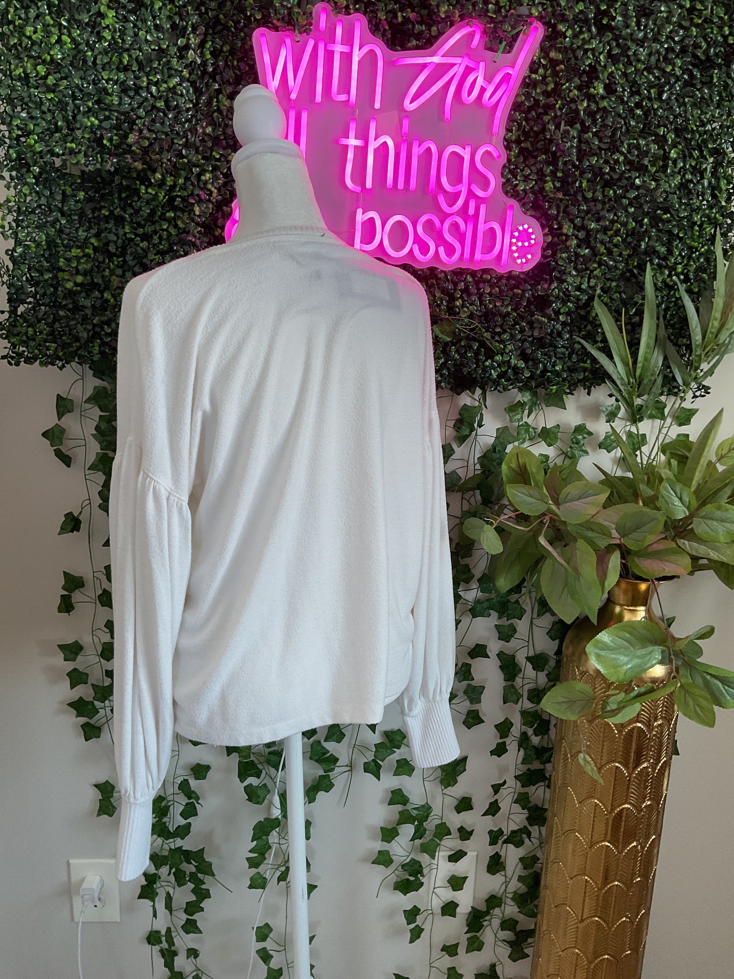 White Puffed Sleeve Top GW