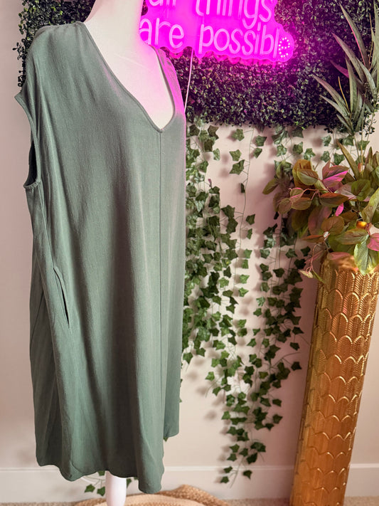 Skipping Out In Green Dress