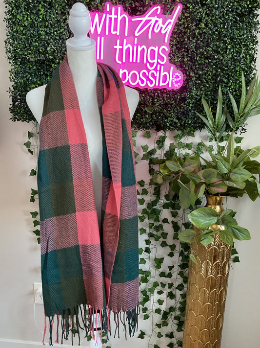 Checkered Green/Salmon Scarf GW