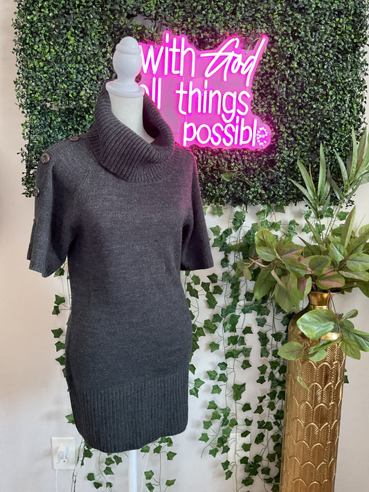 Charcoal Button Sleeve Sweater GW