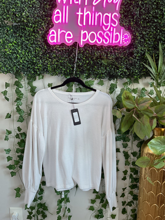 White Puffed Sleeve Top GW
