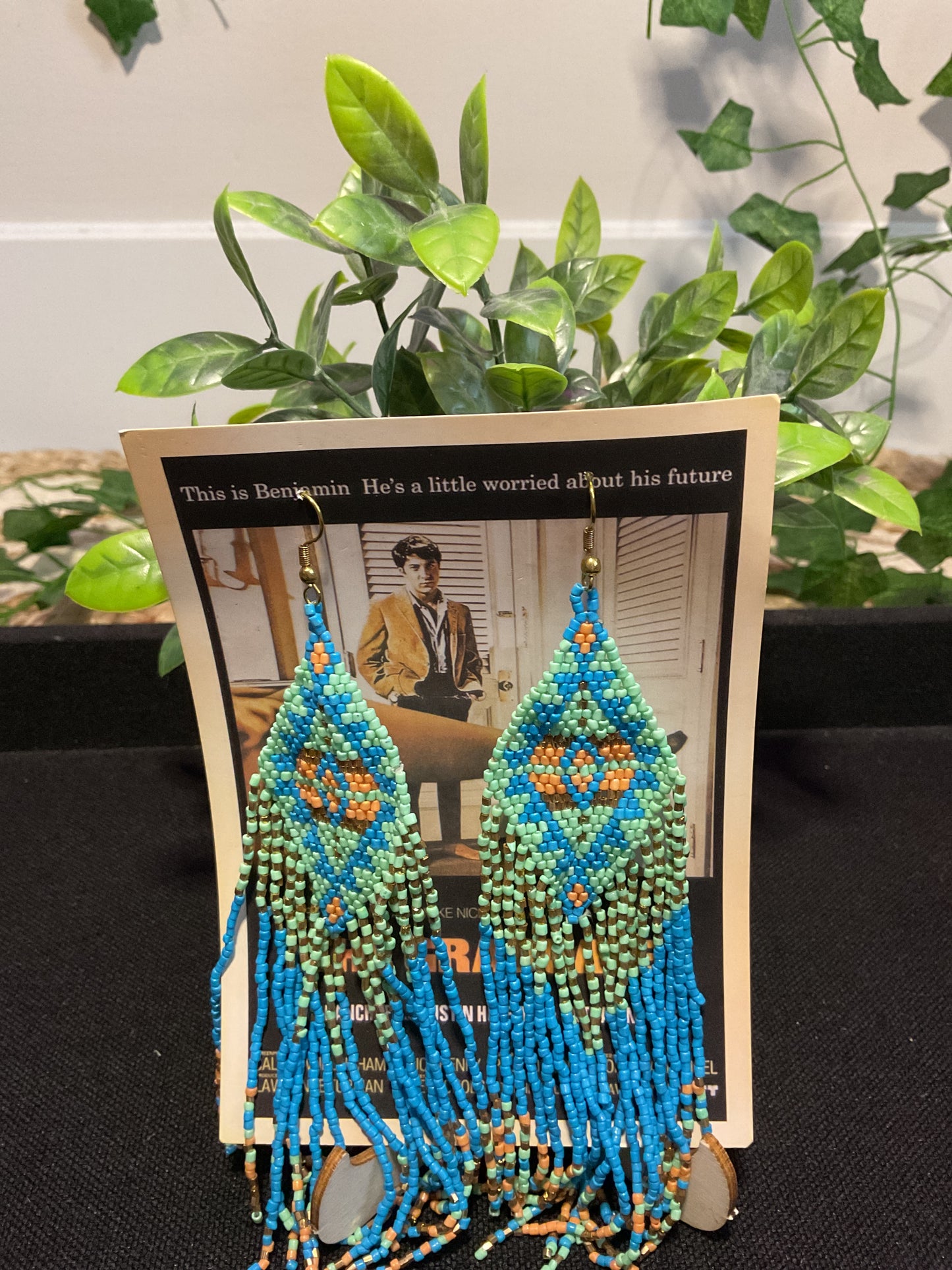 Aztec Seed Bead Fringe Earrings