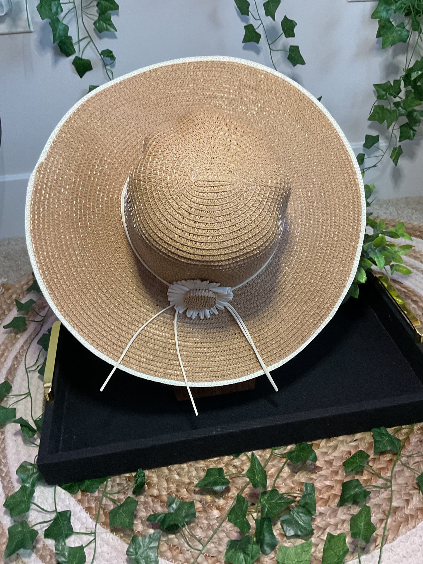 Big Sunflower Trim Floppy Hat