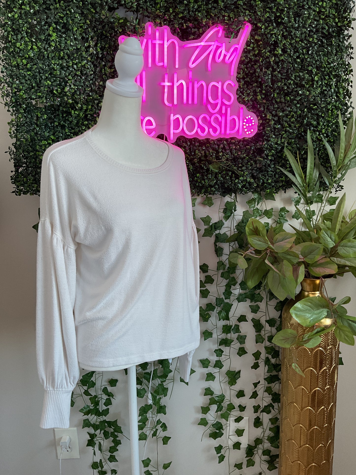 White Puffed Sleeve Top GW