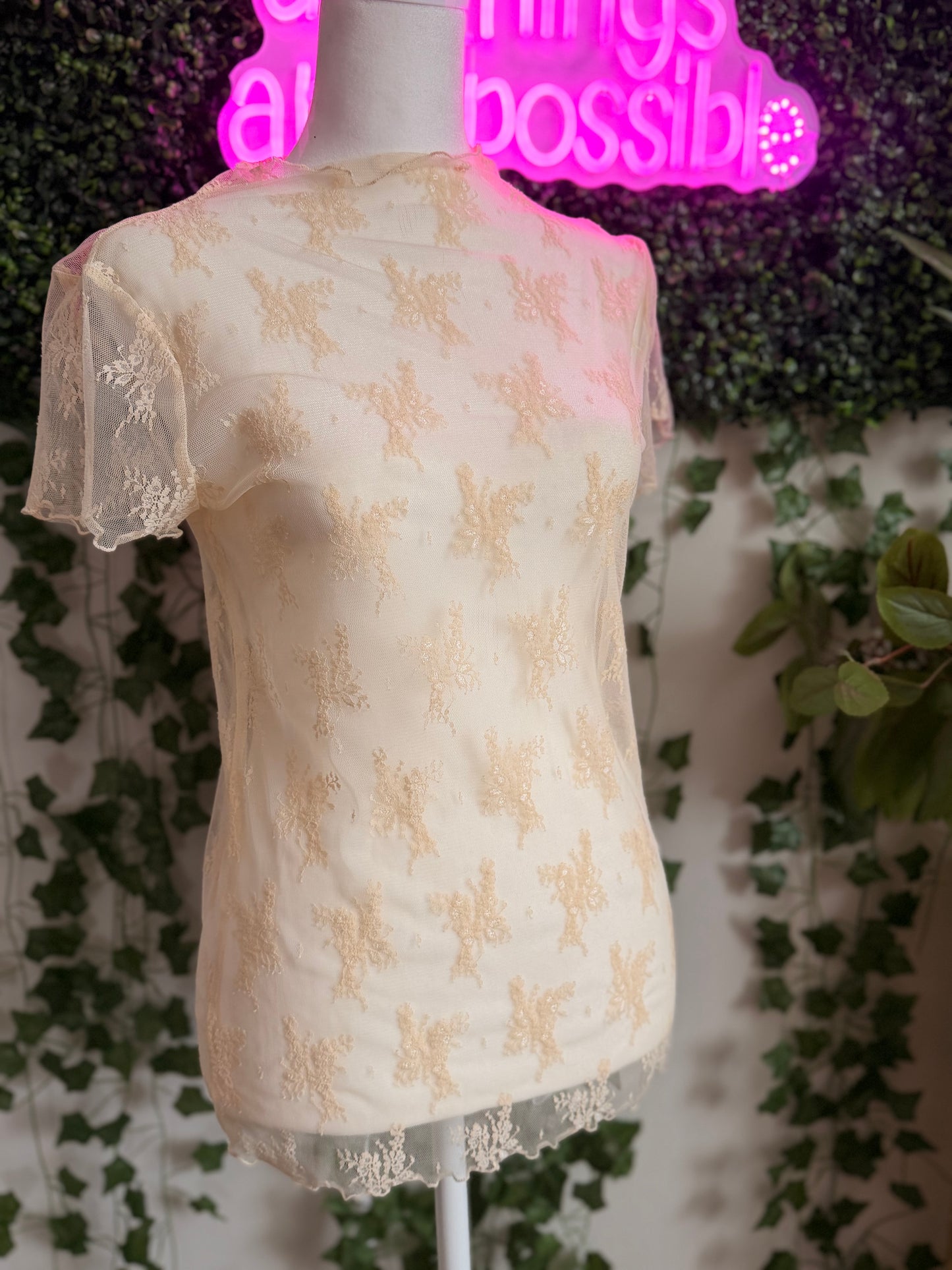 Just Looking Lace Top Nude