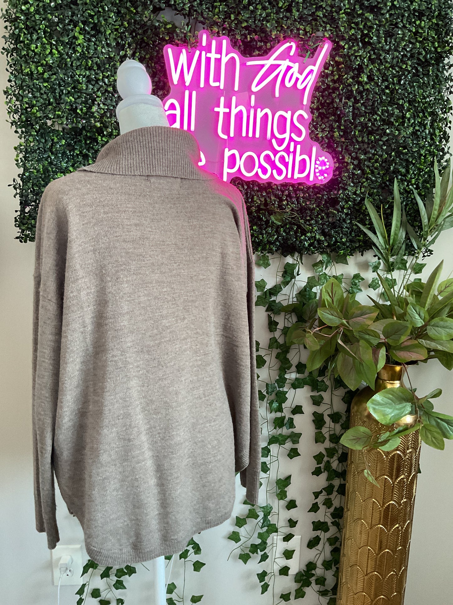 Tahari Scoop Sweater Brown GW