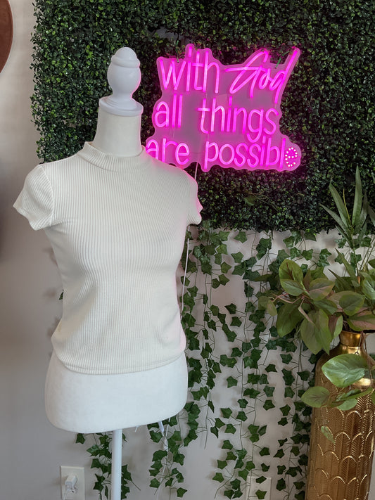 Creme Ribbed Crop Top GW