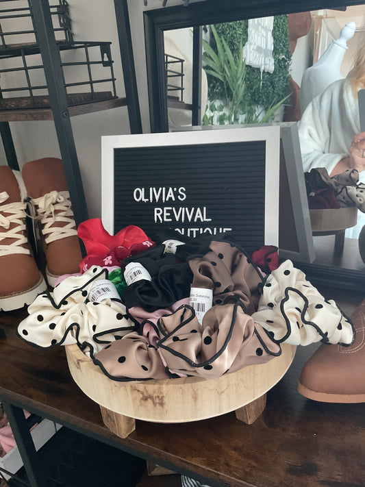 Polkadot Satin Scrunchies