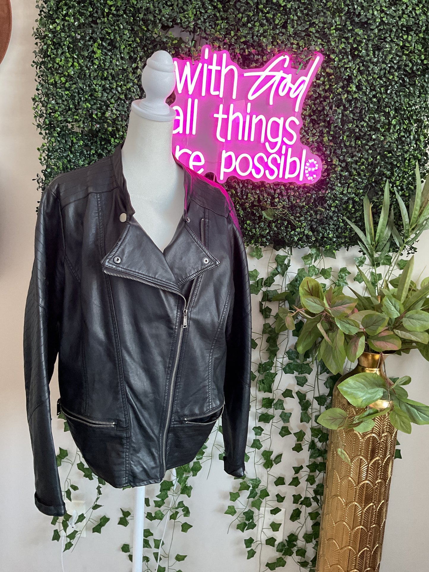 Roxy Faux Leather Jacket XL GW
