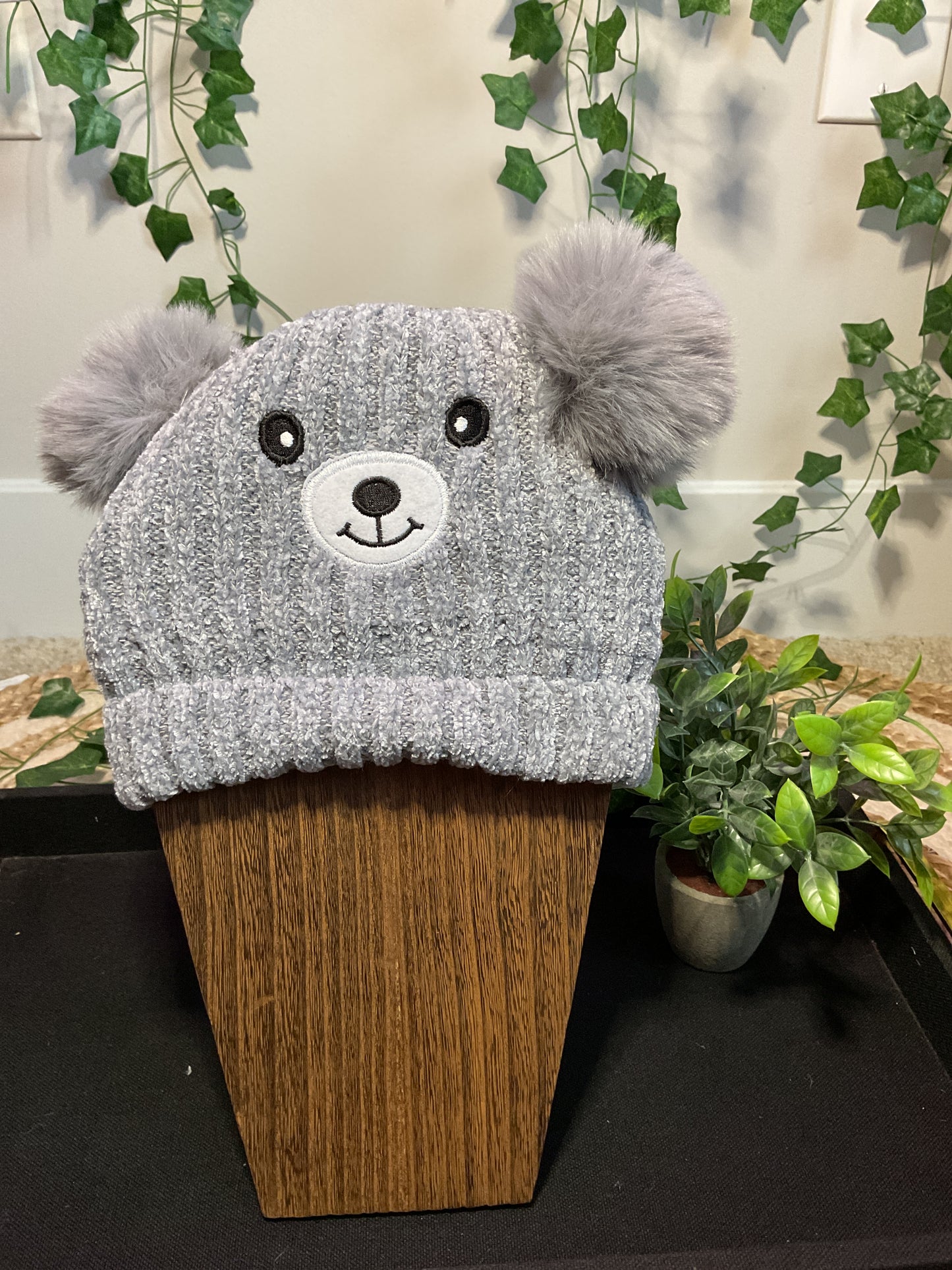 Kids Bear Pom Pom Knit Beanie