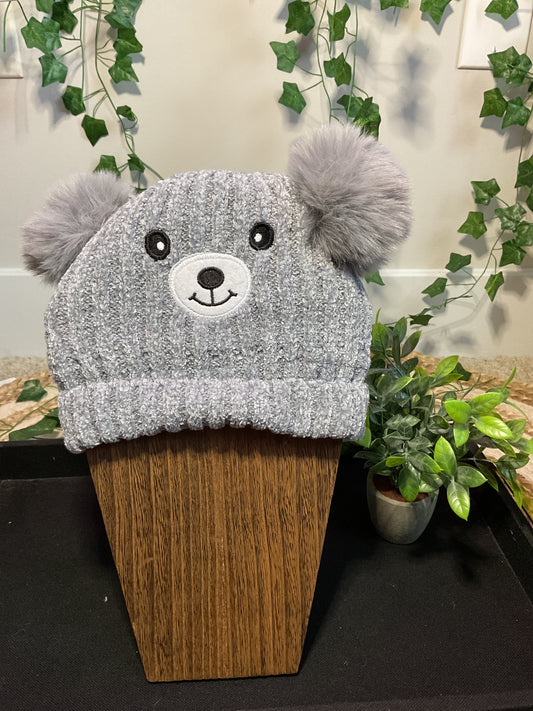 Kids Bear Pom Pom Knit Beanie