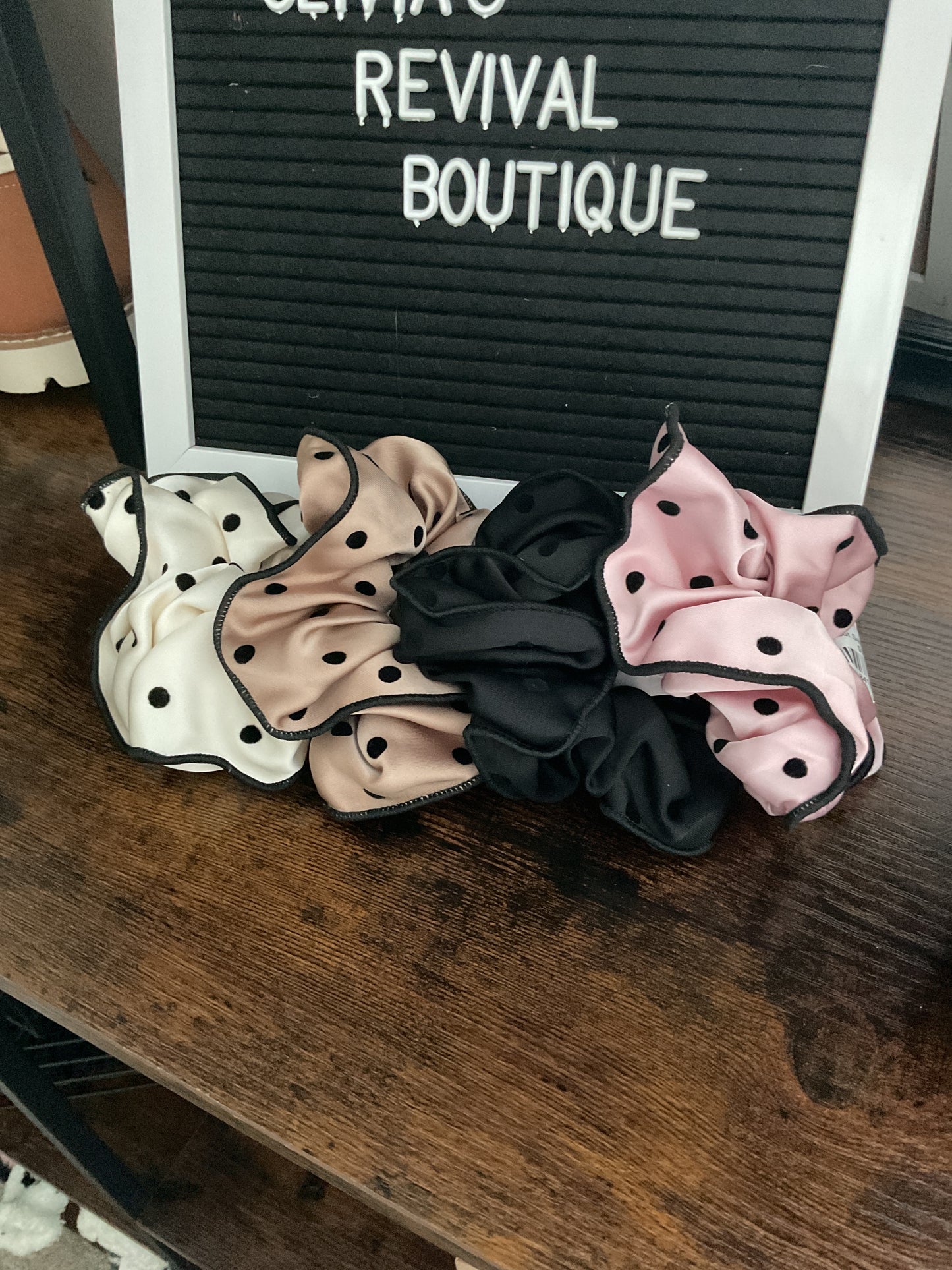Polkadot Satin Scrunchies