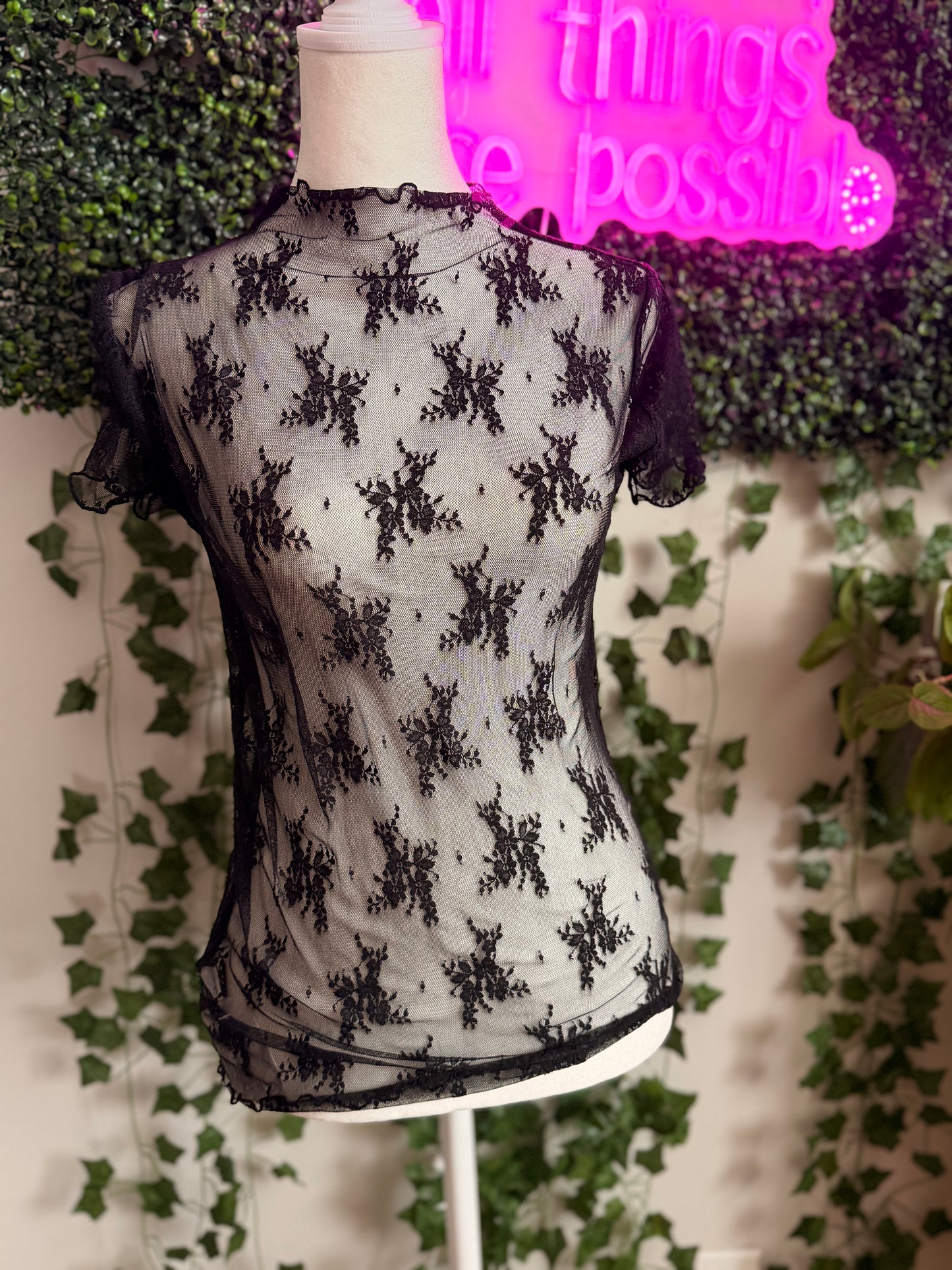Just Looking Lace Top Black