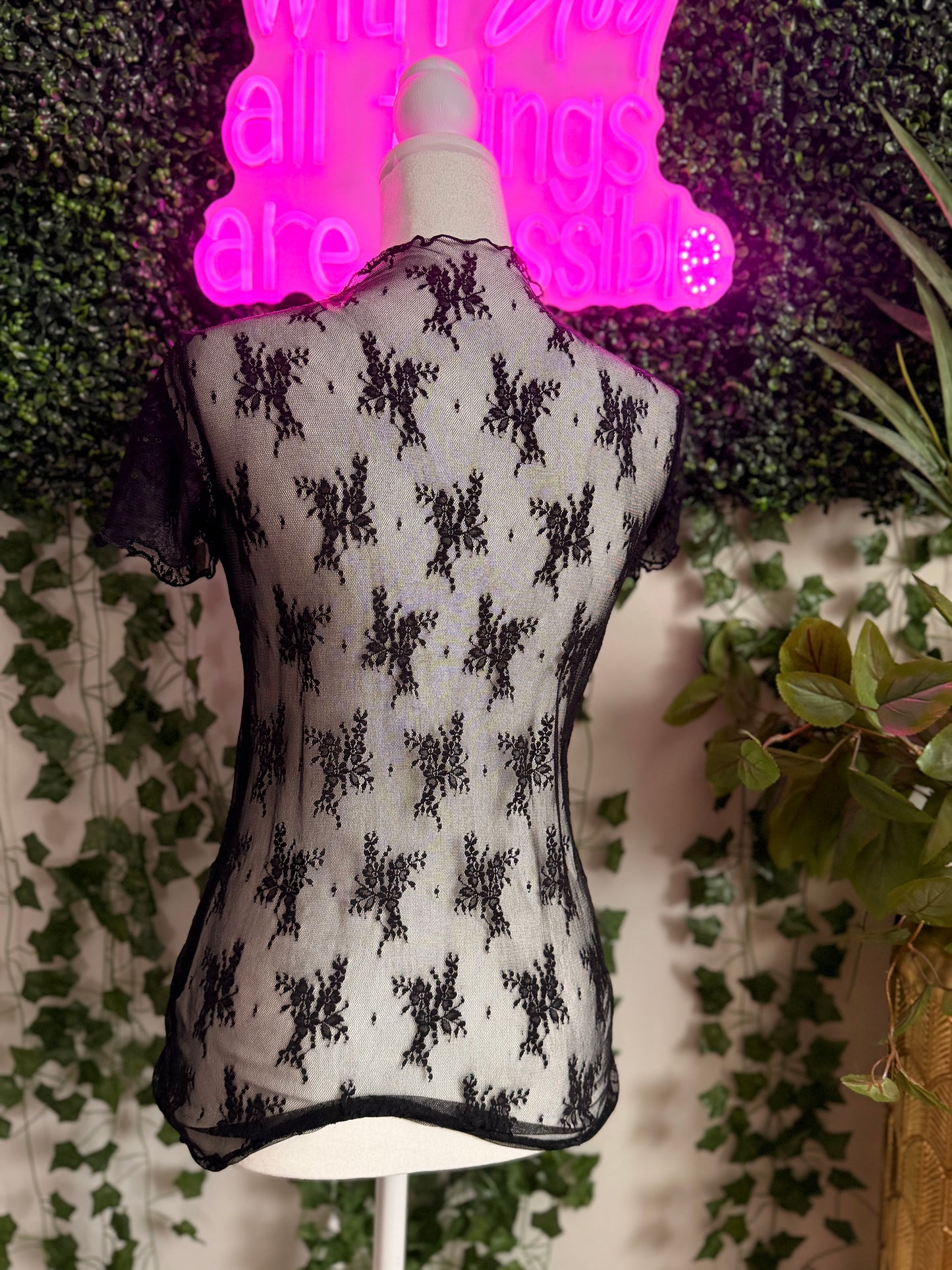 Just Looking Lace Top Black
